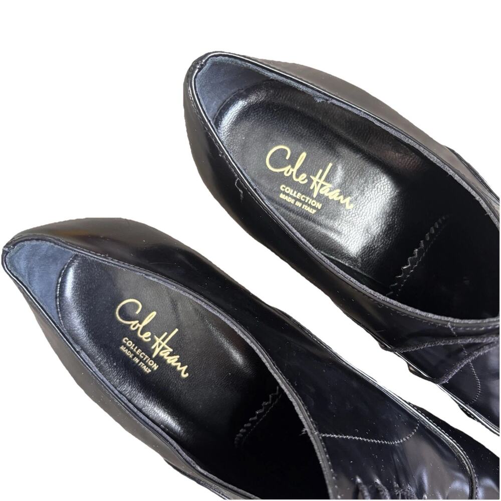 Cole Haan black leather lace-up high-heel oxford booties Stilettos Pumps Sz 9 - Picture 6 of 9